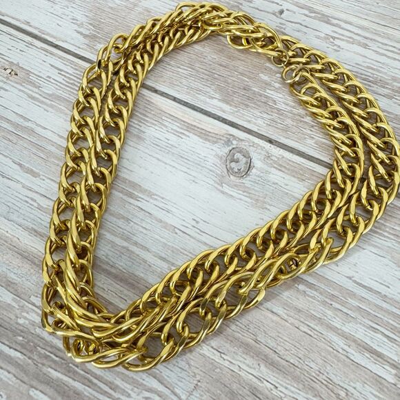 Vintage Super Chunky Gold Chain Long Necklace Mob Wife - Picture 7 of 8